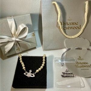 Vivienne Westwood Pearl Necklace with Silver Pendant